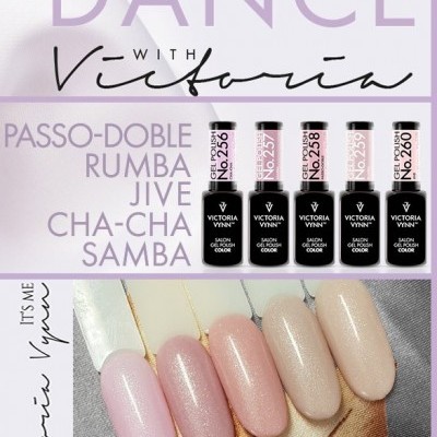Vernizes de gel Victoria Vynn coleção Dance with Victoria e amostras de cores rosa e bege