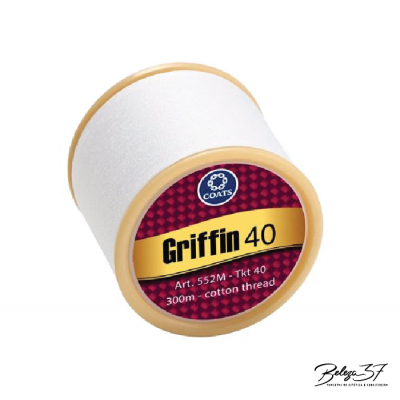 Rolo de linha de algodão branco Griffin 40 em carretel bege