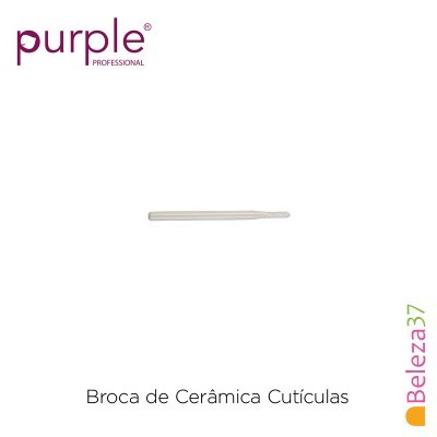 Broca de cerâmica para cutículas em fundo branco com texto e logótipos