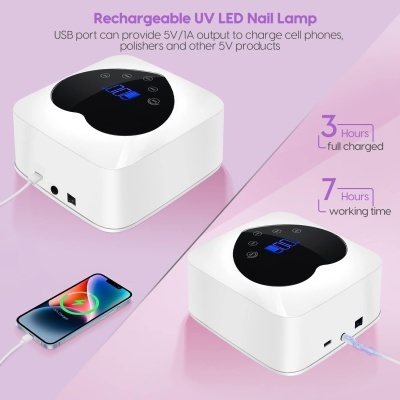 Lâmpada UV LED recarregável para unhas com ecrã digital e porta USB, com telemóvel conectado