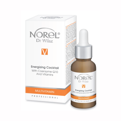 Frasco e caixa do suplemento Energizing Cocktail Norel Dr Wilsz, multivitamínico profissional