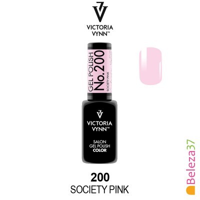 Frasco de verniz gel Victoria Vynn cor Society Pink com amostra da cor