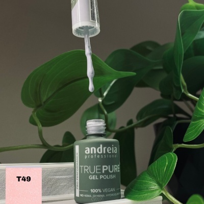 Frasco de verniz gel verde Andreia Professional com pincel e folhas verdes