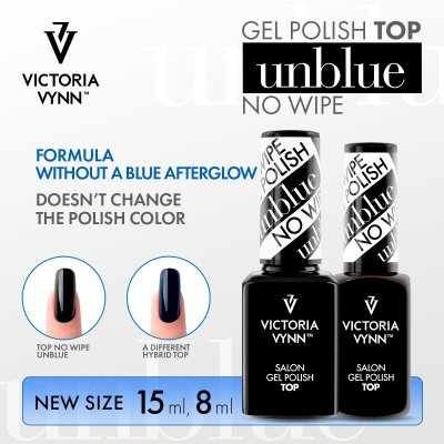Verniz gel para unhas Victoria Vynn preto unblue top no wipe frascos de 15 ml e 8 ml