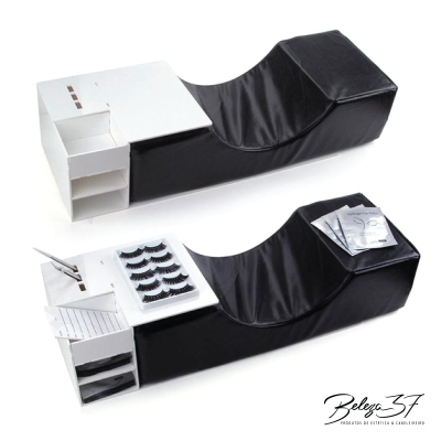 Conjunto de apoio para aplicação de extensões de pestanas com suporte, gavetas e pestanas falsas