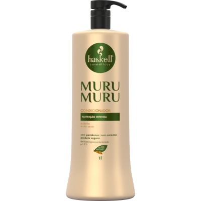 Frasco condicionador Haskell Muru Muru 1L com tampa preta