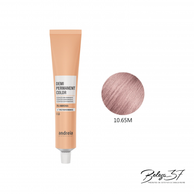 Tubo de corante de cabelo Andreia Demi Permanent Color com amostra de cor rosa acinzentada