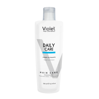 Frasco branco de champô Violet Daily Care 300 ml
