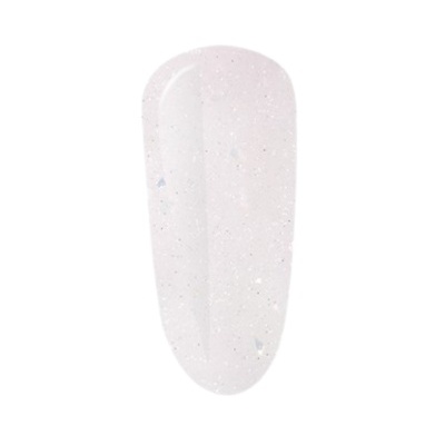 Verniz para unhas transparente com brilhos prateados e partículas iridescentes