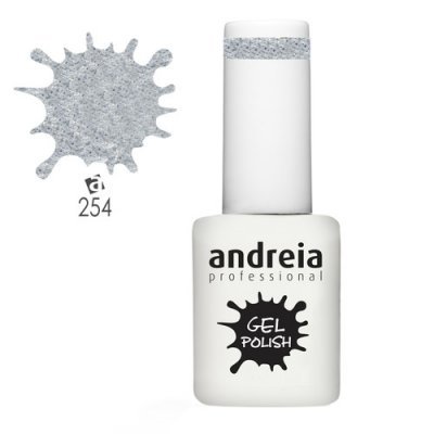 Frasco de verniz gel branco Andreia Professional com cor cinza brilho nº 254