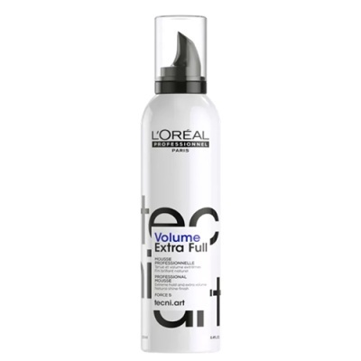 Frasco branco de mousse de cabelo LOréal Professionnel Paris com tampa transparente
