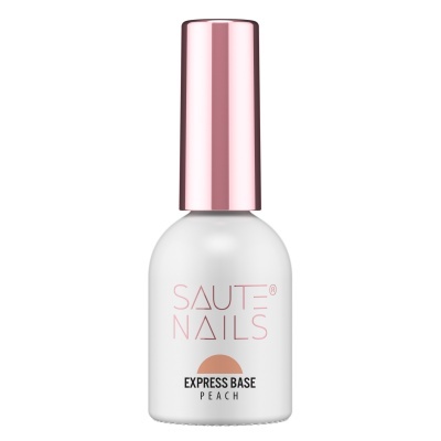 Frasco de verniz de unhas Saute Nails Express Base Peach com tampa rosa