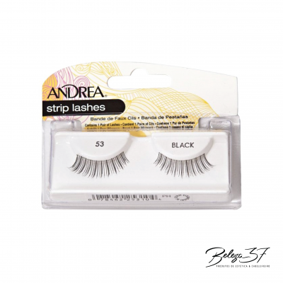 Pestanas postiças ANDREA strip lashes modelo 53 cor preta em embalagem transparente