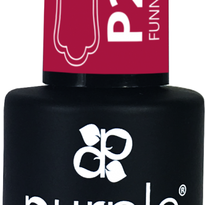 Frasco de verniz gel de unhas preto com rótulo vermelho P2007