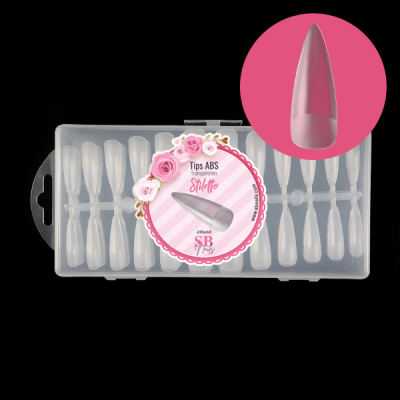 Unhas postiças transparentes stiletto em caixa plástica