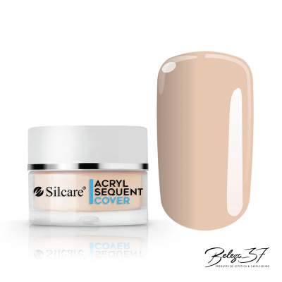 Frasco de acrílico para unhas da Silcare com amostra da cor bege nude