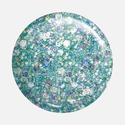 círculo com textura brilhante e glitter azul-turquesa e prateado