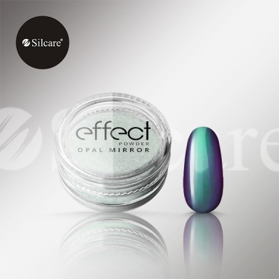 Pó para unhas Opal Mirror com unha artificial verde e roxa