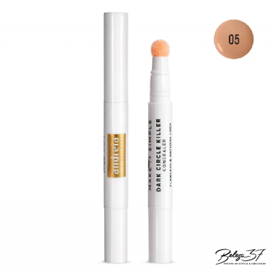 Corretor líquido branco com aplicador e amostra de cor 05