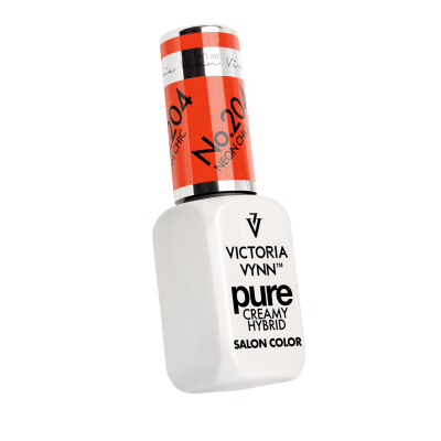 Frasco de verniz de unhas VICTORIA VYNN Pure Creamy Hybrid com tampa laranja com texto