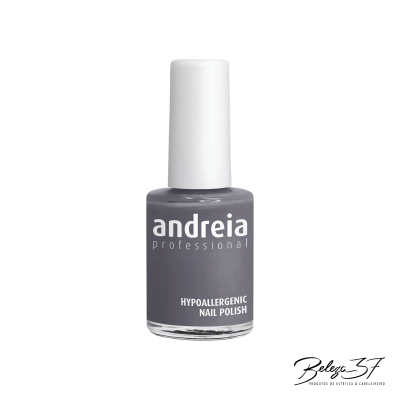 frasco de esmalte de unhas cinzento Andreia Professional com tampa branca
