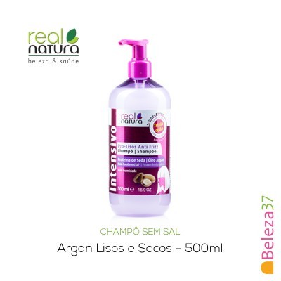 Frasco de champô Real Natura Argan Lisos e Secos com doseador