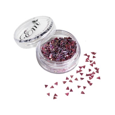 Pote com purpurina triângulos metálicos cor de rosa