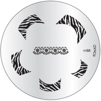 Placa metálica redonda com desenhos de padrão animal e padrão floral, texto m88 KONAD
