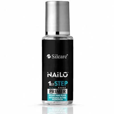 Frasco de primer para unhas Silcare NAILO com rótulo preto e azul