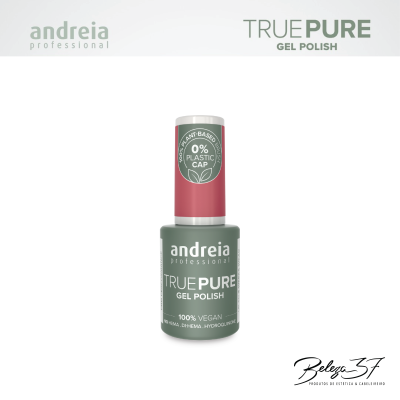 Verniz gel Andreia Professional TRUE PURE em embalagem verde e rosa