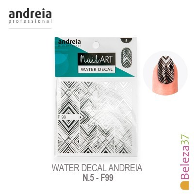Película adesiva para unhas Andreia Professional Water Decal N.5 F99 preto e branco geometrico