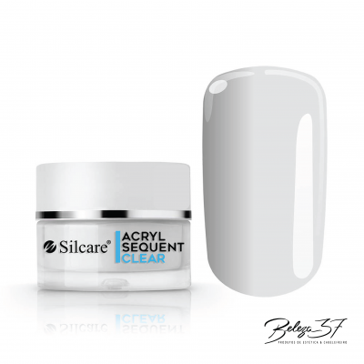 Frasco pequeno de Acryl Sequent Clear e amostra em branco brilhante