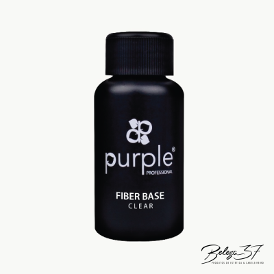 Frasco preto pequeno com tampa preta e texto branco do produto purple PROFESSIONAL FIBER BASE CLEAR