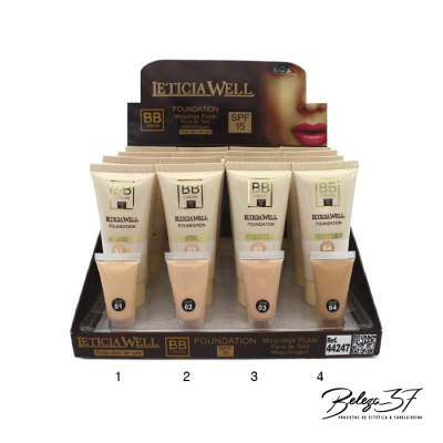 Expositor de maquilhagem com quatro tubos de foundation Leticia Well