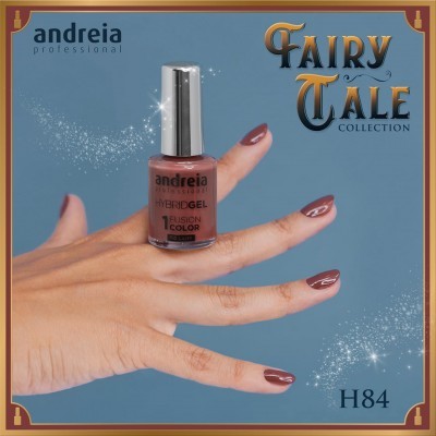 Mão com unhas pintadas e verniz Andreia Hybrid Gel cor H84