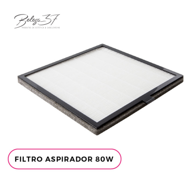 Filtro quadrado para aspirador com moldura preta e superfície branca texturada