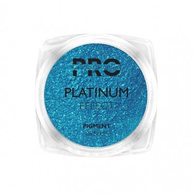 Pigmento azul brilhante em embalagem redonda transparente com rótulo preto.