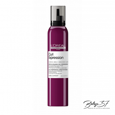 Frasco de espuma para cabelo L'Oréal Curl Expression cor vinho e branco