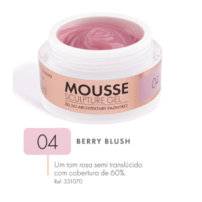 Frasco aberto com gel mousse rosa semi translúcido