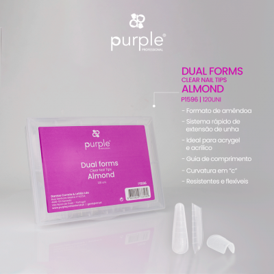 Embalaem transparente com tips para unhas amêndoa da marca Purple Professional