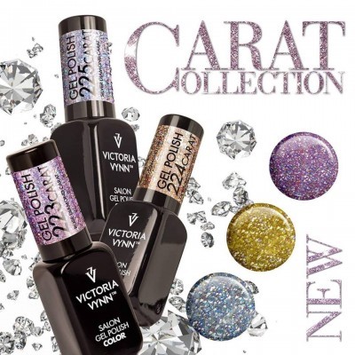 Vernizes de gel Victoria Vynn Carat Collection com cores glitter roxo, dourado e azul