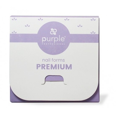 Embalagem para nail forms Purple Professional branca e lilás com texto