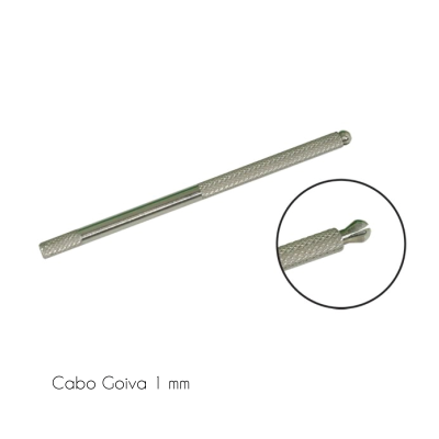 Cabo metálico prateado texturizado com texto Cabo Goiva 1 mm