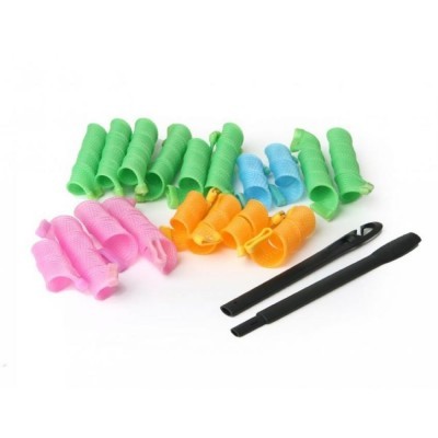 Conjunto de rolos de cabelo coloridos com duas ferramentas pretas