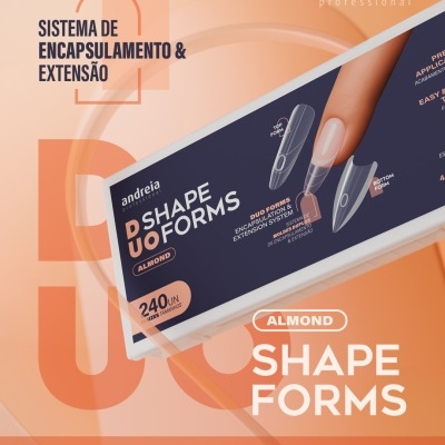Embalagem de sistema de extensão para unhas DUO Shape Forms Almond da marca andreia professional