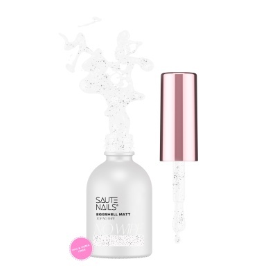 Verniz unhas branco fosco com tampa rosada e pincel