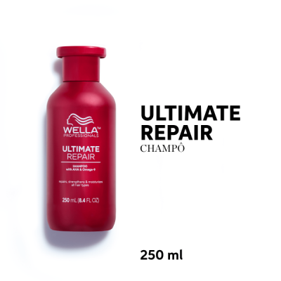 Frasco vermelho de champô Wella Ultimate Repair 250 ml