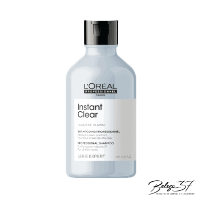 Frasco de champô profissional L'Oréal Instant Clear branco e preto