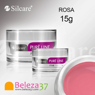 Frascos de gel para unhas Silcare PURÊ LINE cor rosa 15g com close do gel