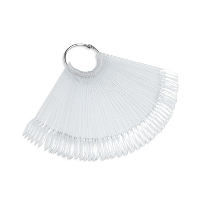 Amostrador de unhas transparente em leque com anel metálico